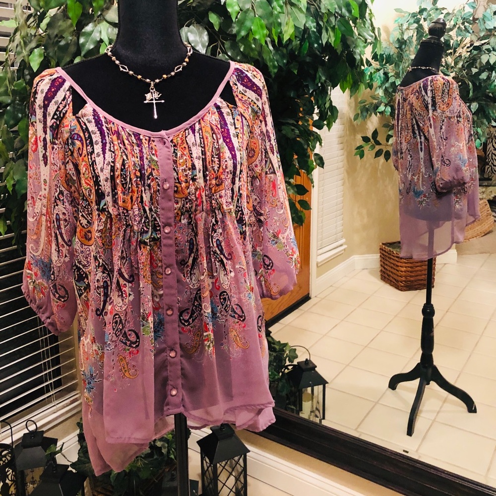 Sheer tunic blouse